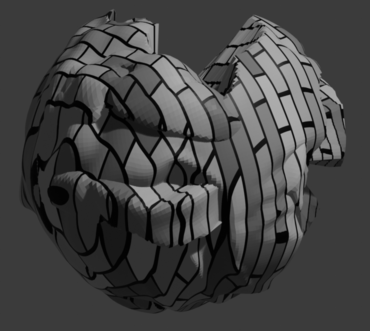 a grayscale blob 3-d render